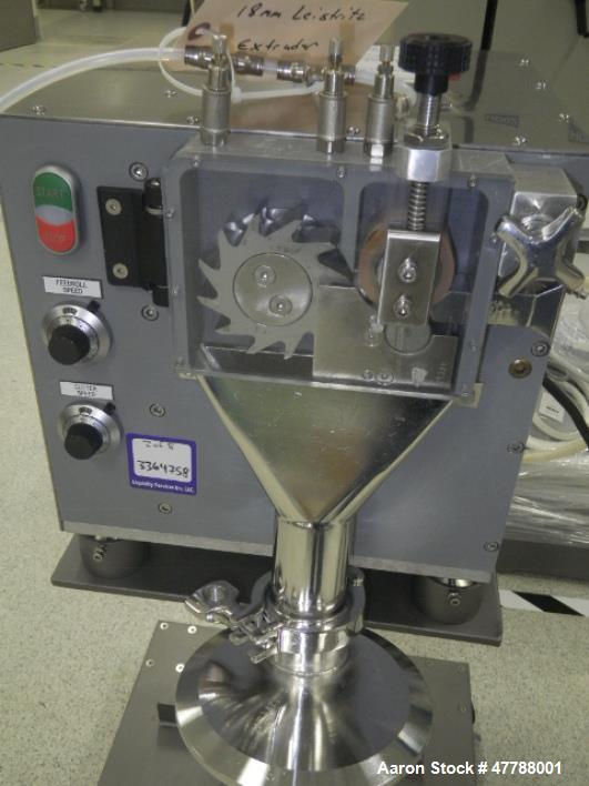 Used Leistritz Twin Screw Pelletizing Lab Line, Model 18mm 9- Zone Hot Melt Extruder System, sn# 3851 with 15 HP Main Drive Motor to Include BPM model BT25 Pelletizer, sn# BT25-0907, K-Tron Soder mod...
