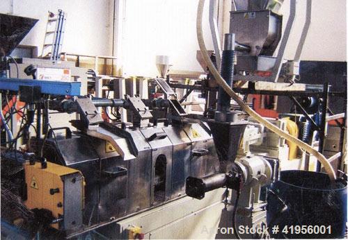 Used-Compounding Plant. (1) Trimec co-rotating twin screw extruder, 1.6" (40 mm), length 42D, 125 hp/92 kW drive with 780 rp...
