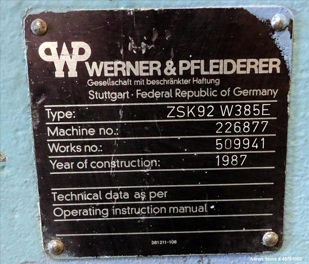 Used Werner & Pfleiderer Twin Screw Pelletizing Line