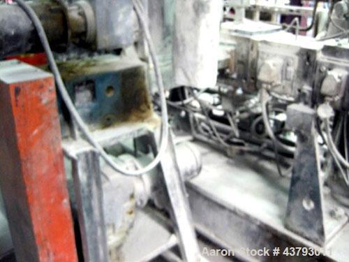 Used Werner & Pfleiderer 70mm Twin Screw Extruder, Type ZSK-70. Co-Rotating screw design. Approximate 52 to 1 L/D ratio. 300 hp motor, rpm 1750/1900, 500 volt, arm amps 473. Gear 12-2 x 1750 NM P-167...