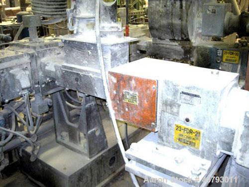 Used Werner & Pfleiderer 70mm Twin Screw Extruder, Type ZSK-70. Co-Rotating screw design. Approximate 52 to 1 L/D ratio. 300 hp motor, rpm 1750/1900, 500 volt, arm amps 473. Gear 12-2 x 1750 NM P-167...