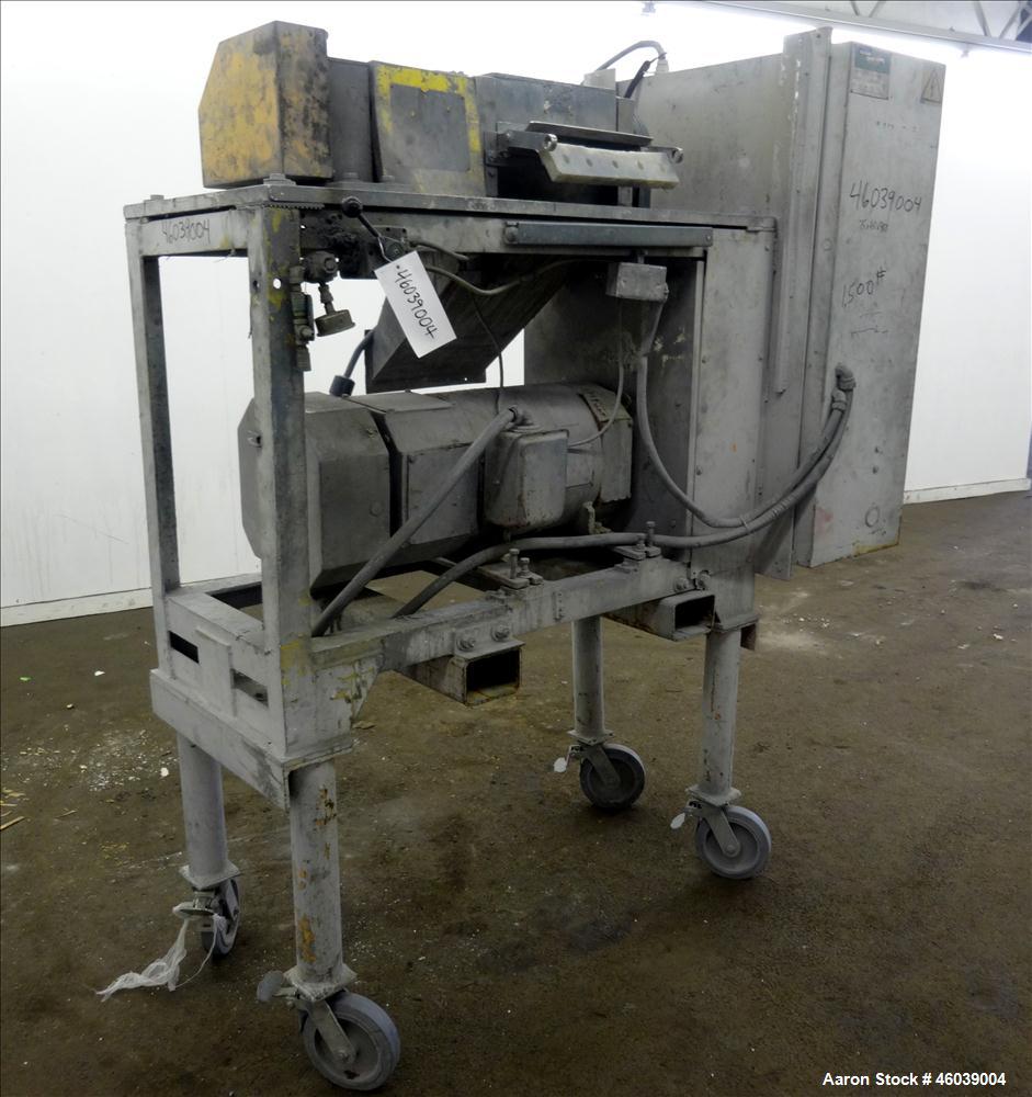 Used Conair Jetro Pelletizer, Model 212. Approximate 12" wide x 8" diameter 48 blade helical rotor. (1) Rubber, (1) metal pneumatically adjustable pull rolls. Driven by a 15hp, 500 volt, 1750 rpm DC ...