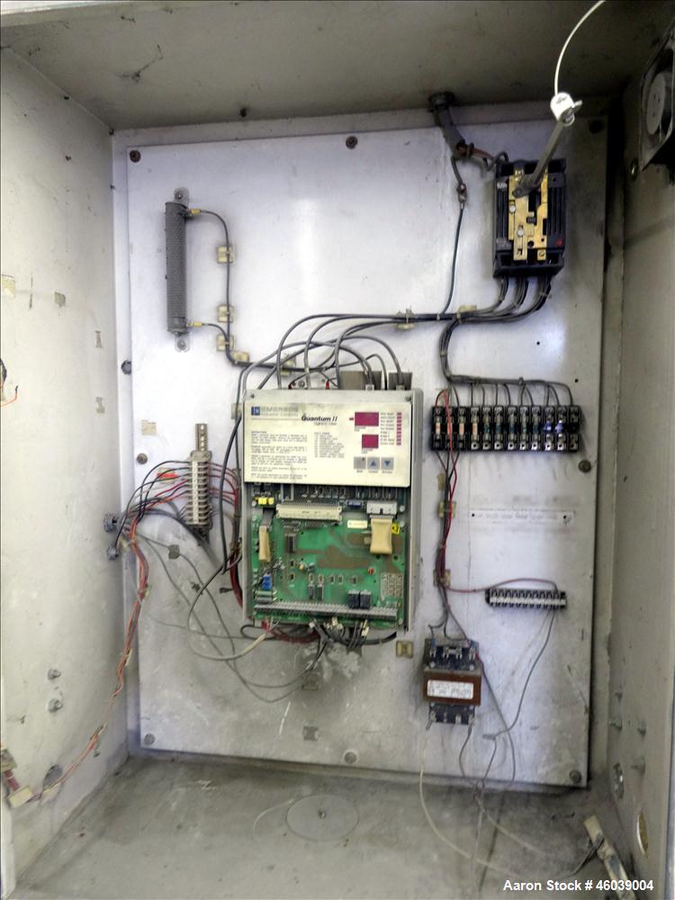 Used Conair Jetro Pelletizer, Model 212. Approximate 12" wide x 8" diameter 48 blade helical rotor. (1) Rubber, (1) metal pneumatically adjustable pull rolls. Driven by a 15hp, 500 volt, 1750 rpm DC ...