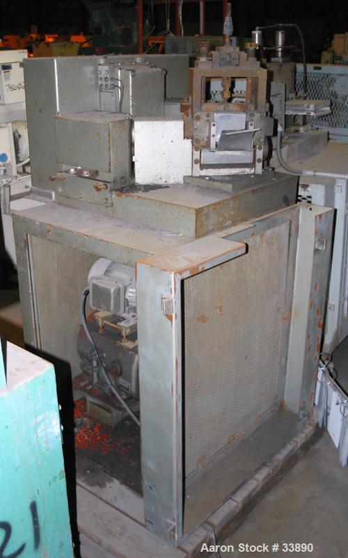 USED:USI Cumberland stair step dicer, model 3 1/2. (1) 6-1/2" wide, 8 bolt-on ratchet tooth blade rotor. Manually adjustable notched metal pull rolls. 48" feed height. Driven by a 4 hp, 3/50/380/420 ...