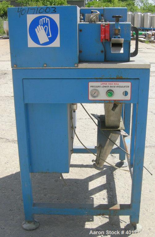 Used- Accrapak Systems model 750/2 micro strand pelletizer.  Approximate 12" diameter rotor x 3 1/2" wide 120 knife helical ...