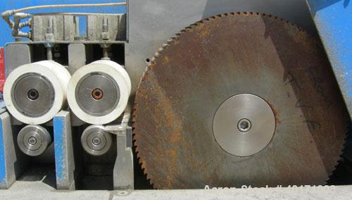 Used Accrapak Systems model 750/2 micro strand pelletizer.  Approximate 12" diameter rotor x 3 1/2" wide 120 knife helical rotor.  Dual sets of pneumatically adjustable pull rolls.  Driven by a 1.1 k...