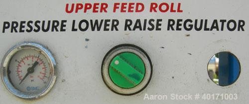 Used Accrapak Systems model 750/2 micro strand pelletizer.  Approximate 12" diameter rotor x 3 1/2" wide 120 knife helical rotor.  Dual sets of pneumatically adjustable pull rolls.  Driven by a 1.1 k...