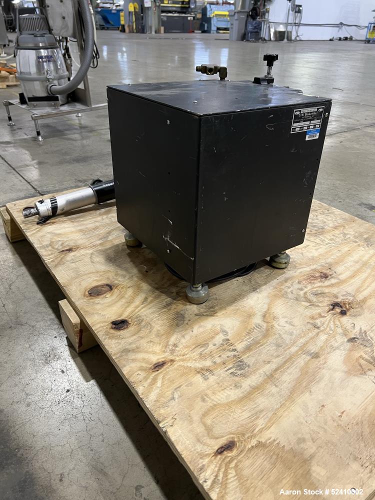 Used Brabender Lab Pelletizer, Type 7 12-74-000, 1"wide x 3-1/2" diamter cutting wheel, Approximately (20) 1/8"thick x 1/2" wide blades. Approximate 1"wide x 3/4" tall  infeed, 2" long x 1/2" wide bo...