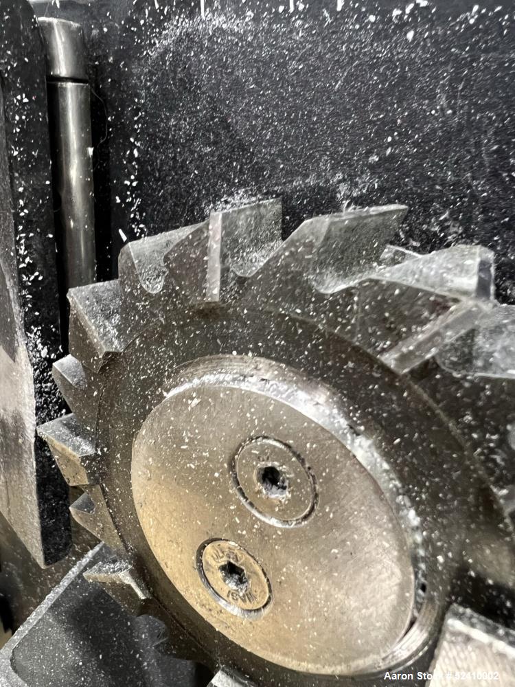 Used Brabender Lab Pelletizer, Type 7 12-74-000, 1"wide x 3-1/2" diamter cutting wheel, Approximately (20) 1/8"thick x 1/2" wide blades. Approximate 1"wide x 3/4" tall  infeed, 2" long x 1/2" wide bo...