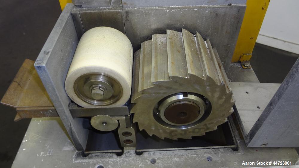 Used Conair Pelletizer, Model 304. Approximately 4" wide 20 blade rotor, (1) rubber, (1) metal pull roll.  Driven by a 2 hp, 180 volt, 1750/2050 rpm DC motor. Includes a CMC speed controller.  Unit m...