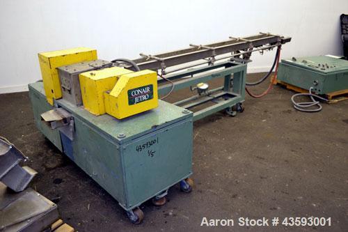 Used Conair Jetro Pelletizing System consisting of: (1) Conair Jetro Pelletizer, model 206WS. Approximately 6-1/2” wide x 7-1/2” diameter 48 blade helical rotor, (1) rubber, (1) metal pull roll, driv...
