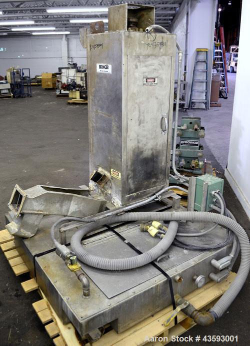 Used Conair Jetro Pelletizing System consisting of: (1) Conair Jetro Pelletizer, model 206WS. Approximately 6-1/2” wide x 7-1/2” diameter 48 blade helical rotor, (1) rubber, (1) metal pull roll, driv...