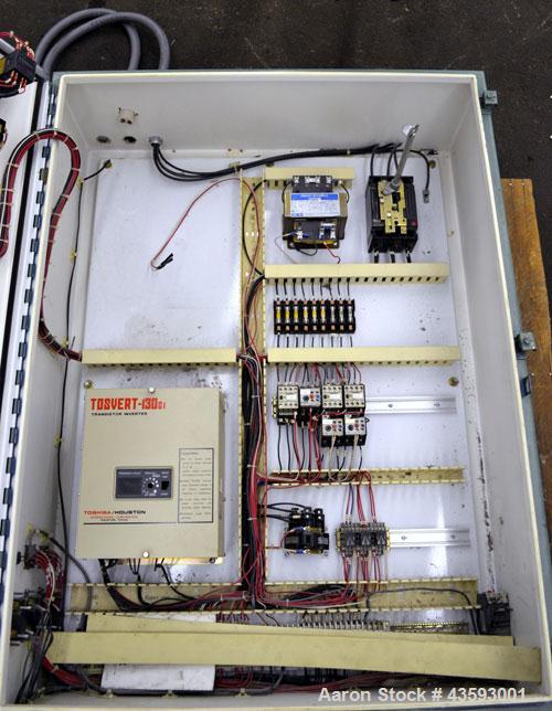 Used Conair Jetro Pelletizing System consisting of: (1) Conair Jetro Pelletizer, model 206WS. Approximately 6-1/2” wide x 7-1/2” diameter 48 blade helical rotor, (1) rubber, (1) metal pull roll, driv...