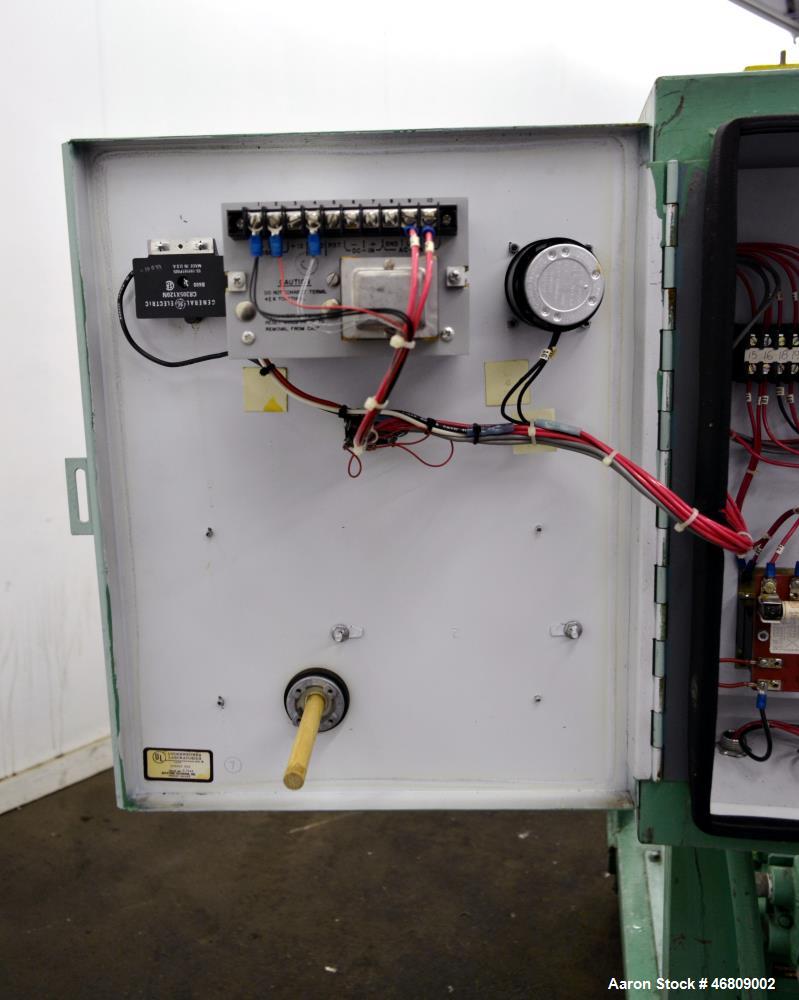 Used Conair Jetro Pelletizer, Model 206. Approximate 6-1/2" wide X 8" diameter (48) blade helical rotor. (1) Rubber, (1) metal pull rolls. Hydraulically driven by a Jetro power pack, 5hp, 3/60/220/44...