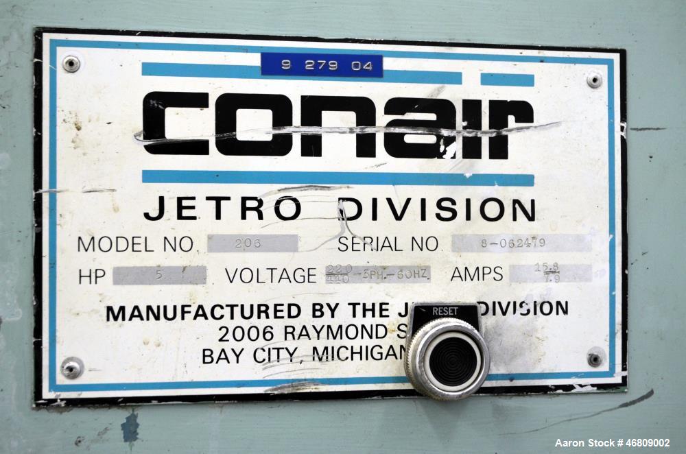 Used Conair Jetro Pelletizer, Model 206. Approximate 6-1/2" wide X 8" diameter (48) blade helical rotor. (1) Rubber, (1) metal pull rolls. Hydraulically driven by a Jetro power pack, 5hp, 3/60/220/44...