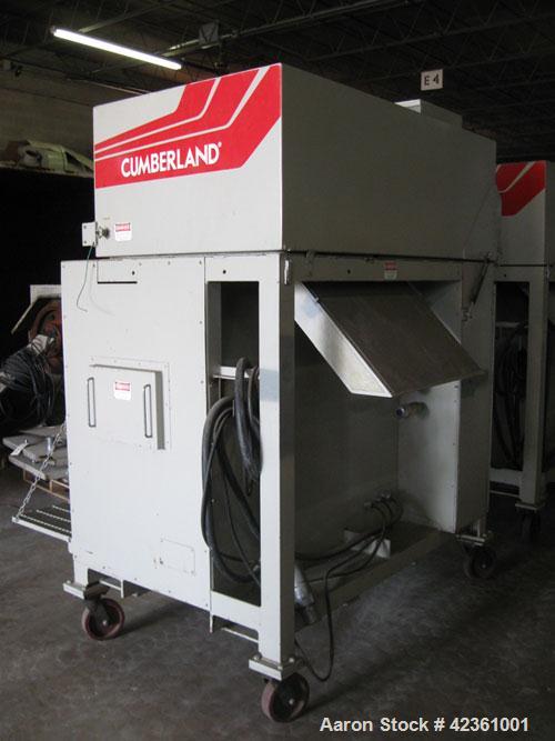 Used Cumberland Quietizer Pelletizer, Model 26. 26" wide 48 blade helical rotor. Air operated feed roll. Driven by a 50 hp, 3/60/460 volt motor. Includes a Reliance variable speed drive with run/jog ...