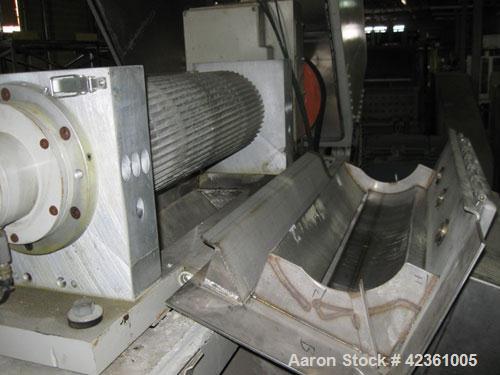 Used Cumberland Quietizer Pelletizer, Model 26. 26" wide 48 blade helical rotor. Air operated feed roll. Driven by a 50 hp, 3/60460 volt motor. Includes a Reliance variable speed drive with run/jog f...