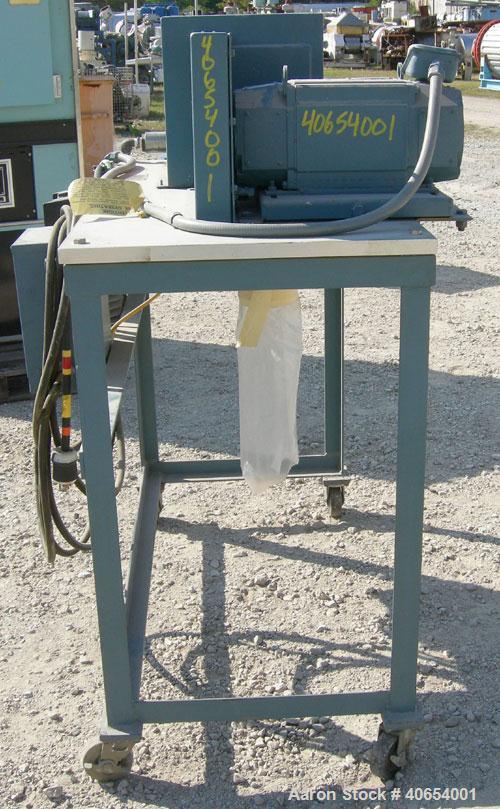 Used Cumberland 4 Utilizer Pelletizer. 3 1/2" wide 16 bolt on blade rotor, (1) rubber, (1) metal manually adjustable pull roll. Driven by a 2 hp, 180 volt, 1750 rpm DC motor. Includes a Reliance Mini...