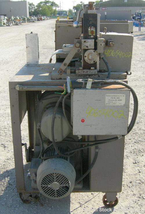 Used Cumberland 6 Pelletizer. 6 5/8" wide 16 bolt on blade rotor, (1) rubber, (1) metal manually adjustable pull roll.  Driven by a 5 hp, 3/60/230/460 volt, 1750 rpm varispeed motor, ratio 1.82 to 1,...