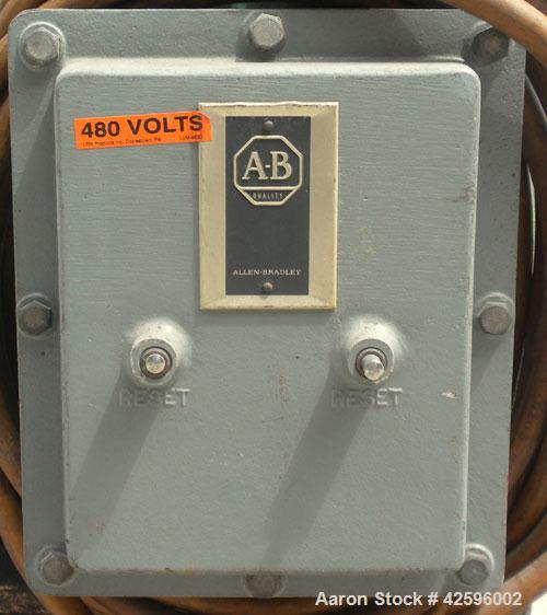 Used Cumberland Pelletizer, Size 6. Approximate 6" diameter x 6-1/2" wide 8 bolt- on blade rotor. Approximate 4" diameter pull roll. Driven by an approximate 5 hp varispeed motor. Mounted on casters.