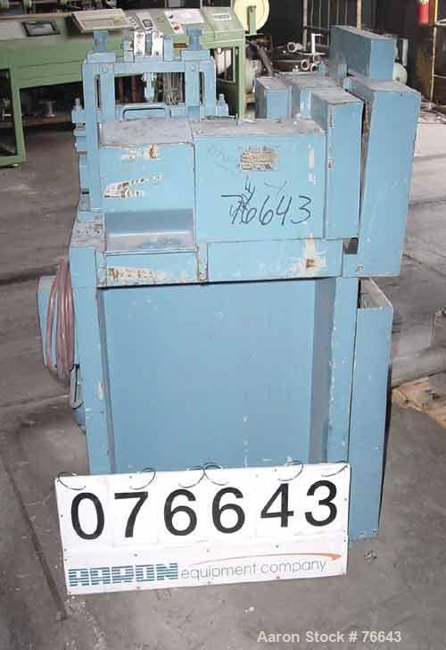 USED: Cumberland size 6 pelletizer. 8" diameter x 6" wide 4 bolt on knife rotor. 2 manually adjustable metal pull rolls. Bottom discharge. Both driven by a 5 hp, 3/60/220/440 volt, 1750 rpm varispeed...