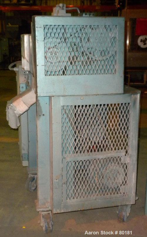 Used Cumberland Size 6 Pelletizer. 6-1/2" wide x 8" diameter 16 bolt on blade rotor, (1) rubber, pull rolls. Driven by a 7.5 hp, 500 volt, 1750/2300 rpm DC motor. Includes a control panel with a Euro...