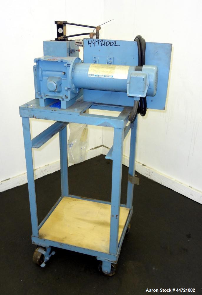 Used Killion Pelletizer, Model 2". Approximately 2" wide 20 blade helical rotor.  (1) Rubber, (1) metal pneumatically adjustable pull roll.  Driven by a 1 hp, 180 volt, 1725 rpm DC gear motor, ratio ...