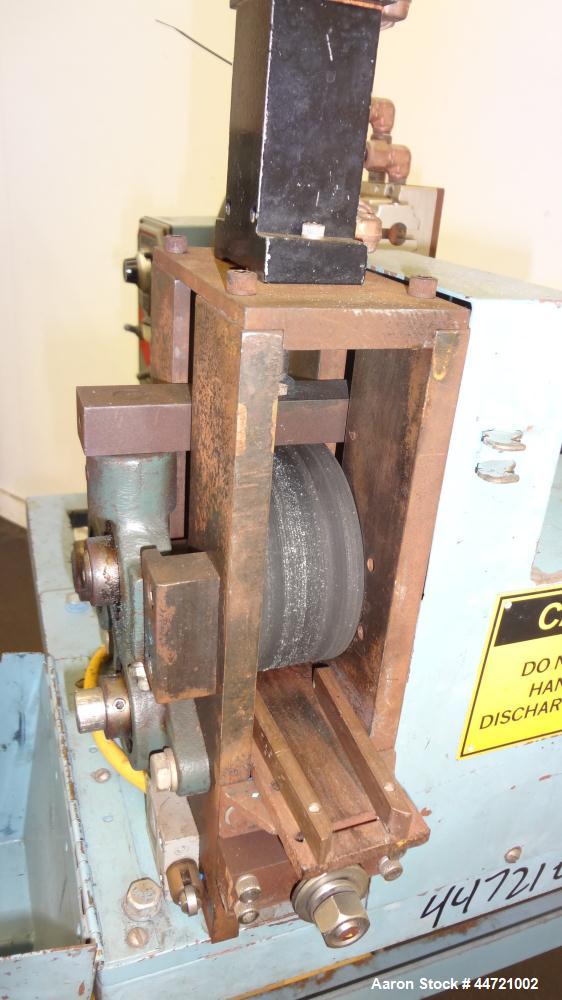 Used Killion Pelletizer, Model 2". Approximately 2" wide 20 blade helical rotor.  (1) Rubber, (1) metal pneumatically adjustable pull roll.  Driven by a 1 hp, 180 volt, 1725 rpm DC gear motor, ratio ...