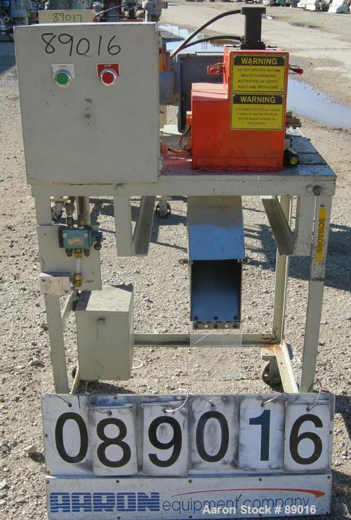 USED: Killion strand pelletizer, model 4"Pell. Approximate 4" diameter x 4" wide 20 blade helical rotor. (1) Rubber, (1) metal pneumatically adjustable pull roll. Driven by a 2 hp, 180 volt, 1750 rpm...