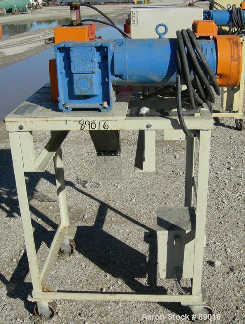 USED: Killion strand pelletizer, model 4"Pell. Approximate 4" diameter x 4" wide 20 blade helical rotor. (1) Rubber, (1) metal pneumatically adjustable pull roll. Driven by a 2 hp, 180 volt, 1750 rpm...