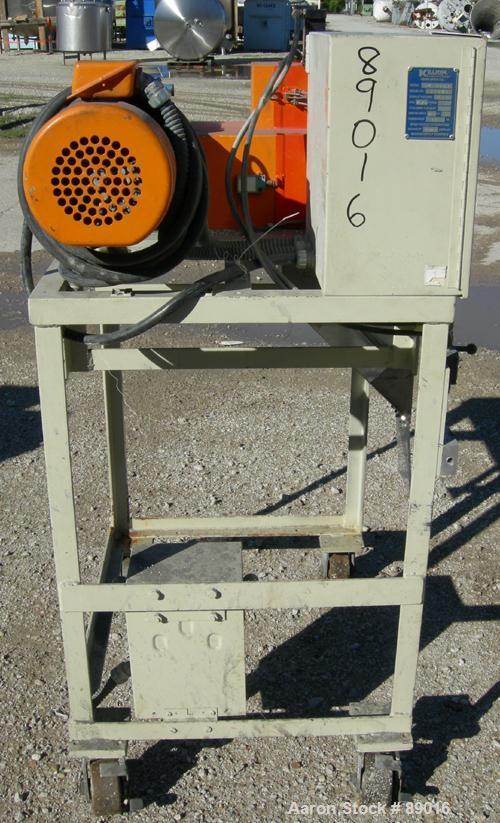 USED: Killion strand pelletizer, model 4"Pell. Approximate 4" diameter x 4" wide 20 blade helical rotor. (1) Rubber, (1) metal pneumatically adjustable pull roll. Driven by a 2 hp, 180 volt, 1750 rpm...