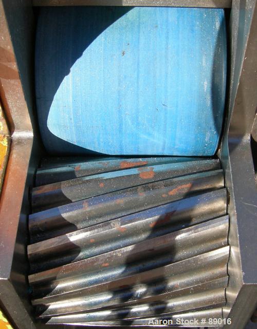 USED: Killion strand pelletizer, model 4"Pell. Approximate 4" diameter x 4" wide 20 blade helical rotor. (1) Rubber, (1) metal pneumatically adjustable pull roll. Driven by a 2 hp, 180 volt, 1750 rpm...