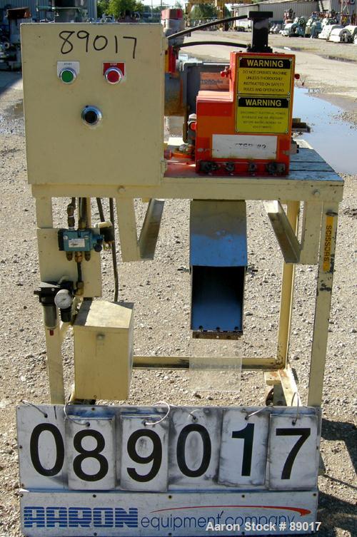 USED: Killion strand pelletizer, model 4"Pell. Approximate 4" diameter x 4" wide 20 blade helical rotor. (1) Rubber, (1) metal pneumatically adjustable pull roll. Driven by a 2 hp, 180 volt, 1750 rpm...