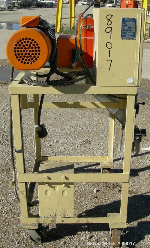 USED: Killion strand pelletizer, model 4"Pell. Approximate 4" diameter x 4" wide 20 blade helical rotor. (1) Rubber, (1) metal pneumatically adjustable pull roll. Driven by a 2 hp, 180 volt, 1750 rpm...