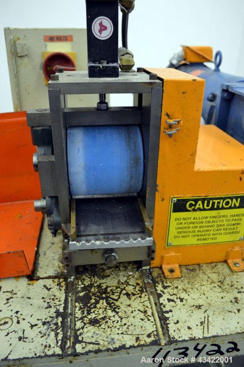 Used Killian Strand Pelletizer, Model 4" Pell. Approximate 4" diameter x 4" wide 20 blade helical rotor. (1) Rubber, (1) metal pneumatically adjustable pull roll. Driven by an approximate 2 hp DC mot...