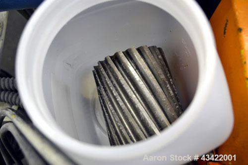 Used Killian Strand Pelletizer, Model 4" Pell. Approximate 4" diameter x 4" wide 20 blade helical rotor. (1) Rubber, (1) metal pneumatically adjustable pull roll. Driven by an approximate 2 hp DC mot...