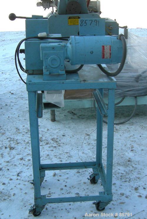 Used Killion 2" Strand Pelletizer. Approximate 18" helical knife rotor. 1 Rubber and 1 metal pull roll. 40" centerline height. Driven by a 1/2 HP, 180/200 Volt, 1725 RPM gearmotor, ratio 5. Includes ...