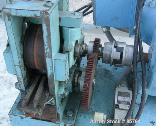 Used Killion 2" Strand Pelletizer. Approximate 18" helical knife rotor. 1 Rubber and 1 metal pull roll. 40" centerline height. Driven by a 1/2 HP, 180/200 Volt, 1725 RPM gearmotor, ratio 5. Includes ...