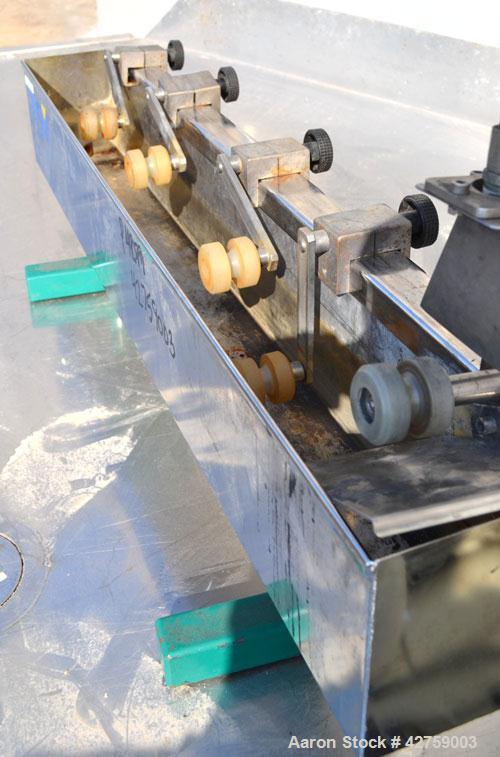 Used Prism Pelletizer. Approximately 3/4’’ wide x 2’’ diameter rotor. Includes a Prism stainless steel water bath, 4-3/4’’ wide x 39-1/2’’ long x 5-7/8’’ deep, and a Prism 3’’ wide air knife, driven ...
