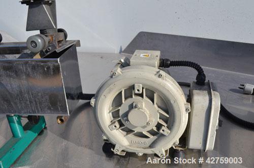 Used Prism Pelletizer. Approximately 3/4’’ wide x 2’’ diameter rotor. Includes a Prism stainless steel water bath, 4-3/4’’ wide x 39-1/2’’ long x 5-7/8’’ deep, and a Prism 3’’ wide air knife, driven ...