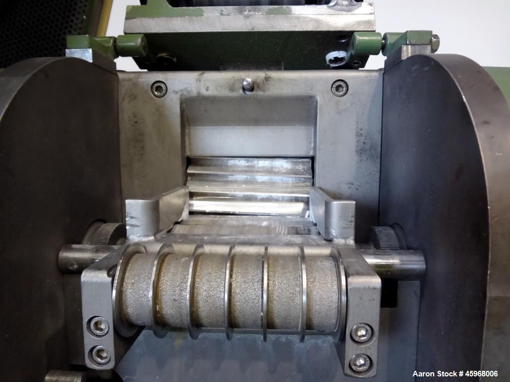 Used Automatik Strand Pellitizer, Model ASG 10. 4-1/4" wide rotor 434 stainless steel. Driven by approximate 3 hp (2.2kW), 3/50/220/380 volt, 1415 rpm motor. Top hinged cover with 4" wide feed openin...
