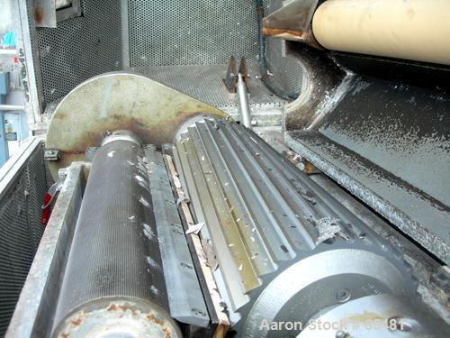 Used S. F. Scheer Strand Pelletizer, Model SGS600. 24" wide x approximately 8" diameter fixed knife rotor. (1) Rubber, (1) metal pull roll. Strand rating 150 at 1/8", speed 65-260 feet per minute. So...