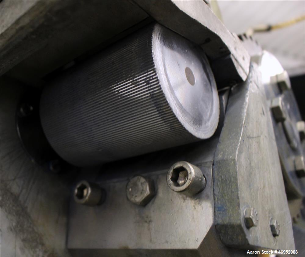 Used Scheer Pelletizer, Model SGS 100-E. 100mm (3.93") Wide x 200mm (7.87") diameter (32) fixed blade rotor. (1) Metal, (1) rubber pull rolls. Driven by a 2.2kw (2.94hp), 3/50/208/380 volt, 1415 rpm ...