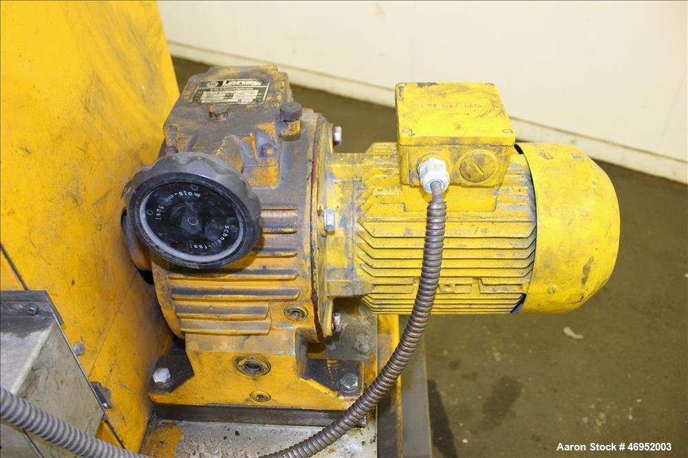 Used Scheer Pelletizer, Model SGS 100-E. 100mm (3.93") Wide x 200mm (7.87") diameter (32) fixed blade rotor. (1) Metal, (1) rubber pull rolls. Driven by a 2.2kw (2.94hp), 3/50/208/380 volt, 1415 rpm ...