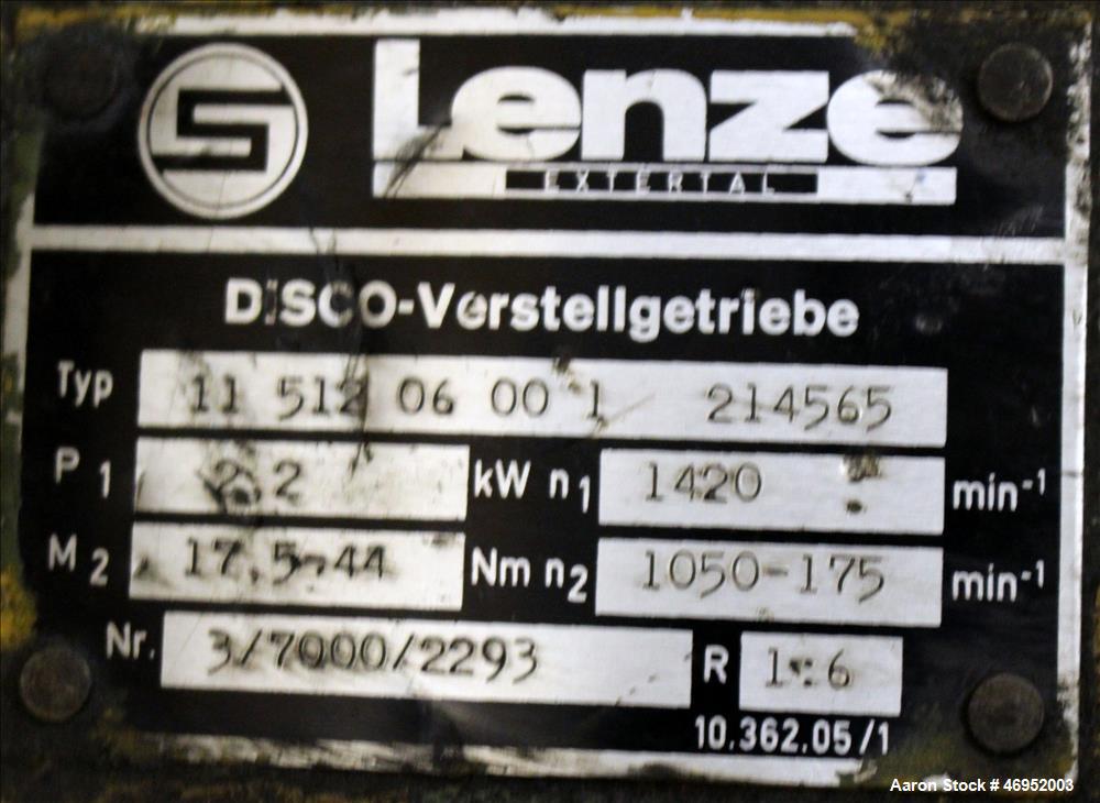 Used Scheer Pelletizer, Model SGS 100-E. 100mm (3.93") Wide x 200mm (7.87") diameter (32) fixed blade rotor. (1) Metal, (1) rubber pull rolls. Driven by a 2.2kw (2.94hp), 3/50/208/380 volt, 1415 rpm ...