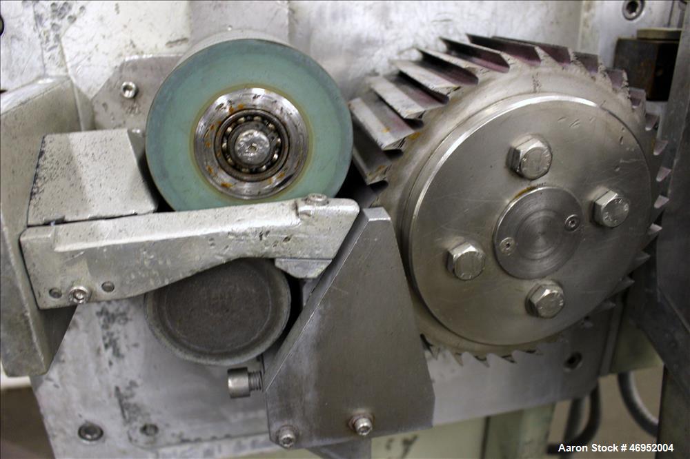 Used Scheer Pelletizer, Model SGS 100-E. 100mm (3.93") Wide x 200mm (7.87") diameter (32) fixed blade rotor. (1) Metal, (1) rubber pull rolls. Requires an approximate 2.2kw (2.94hp) motor. Approximat...