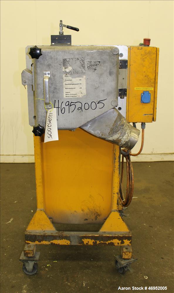 Used Scheer Pelletizer, Model SGS 100-E. 100mm (3.93") Wide x 200mm (7.87") diameter (32) fixed blade rotor. (1) Metal pull roll. Driven by a 2.2kw (2.94hp), 3/50/208/380 volt, 1415 rpm variable spee...