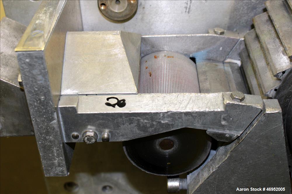 Used Scheer Pelletizer, Model SGS 100-E. 100mm (3.93") Wide x 200mm (7.87") diameter (32) fixed blade rotor. (1) Metal pull roll. Driven by a 2.2kw (2.94hp), 3/50/208/380 volt, 1415 rpm variable spee...