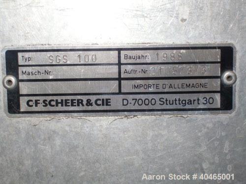 Used-Scheer pelletizer, type SGS100EL. (1) 3.9" diameter x 3.9" straight side (100 mm x 100 mm) cutting head with 32 knives....
