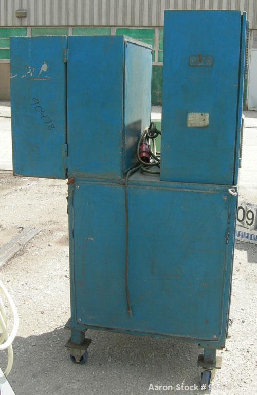 Used C.F. Scheer Strand Pelletizer, Model SGS 100-EL. Approximately 8" diameter x 4" wide 32 blade helical rotor. (1) Rubber, (1) metal pull roll. Driven by a 4 KW (5.3 HP) 3/50/230/400 Volt, 1440 RP...